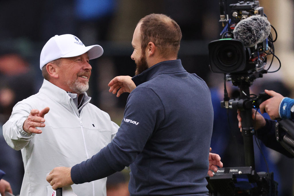 Tyrrell Hatton is congratulated by his father