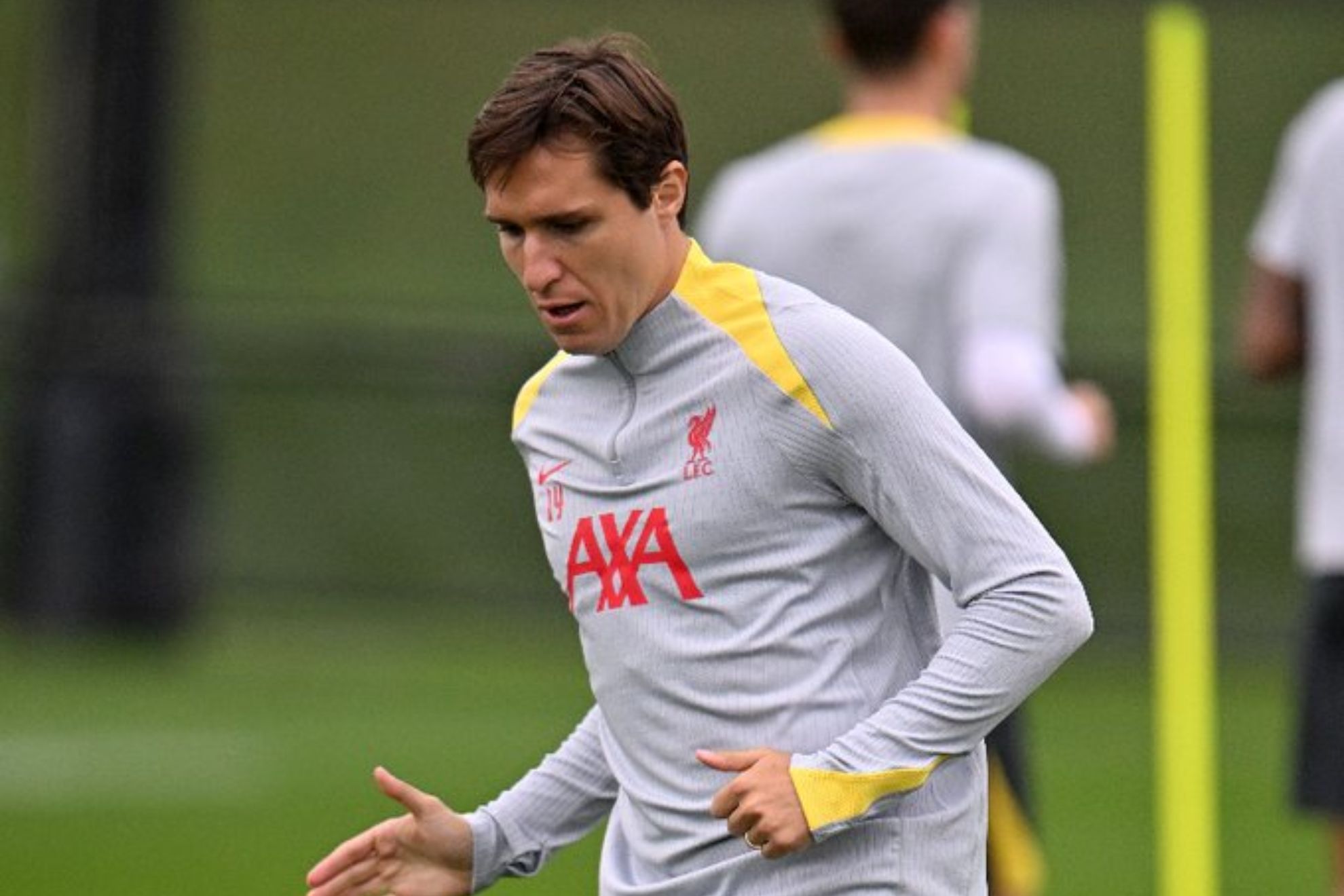 Chiesa, during a training session with Liverpool