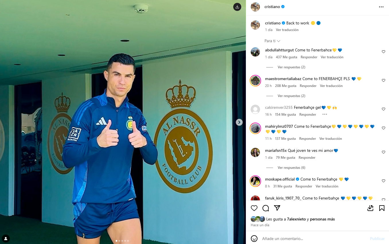 Cristiano Ronaldo's Instagram full of comments from Turkish fans.