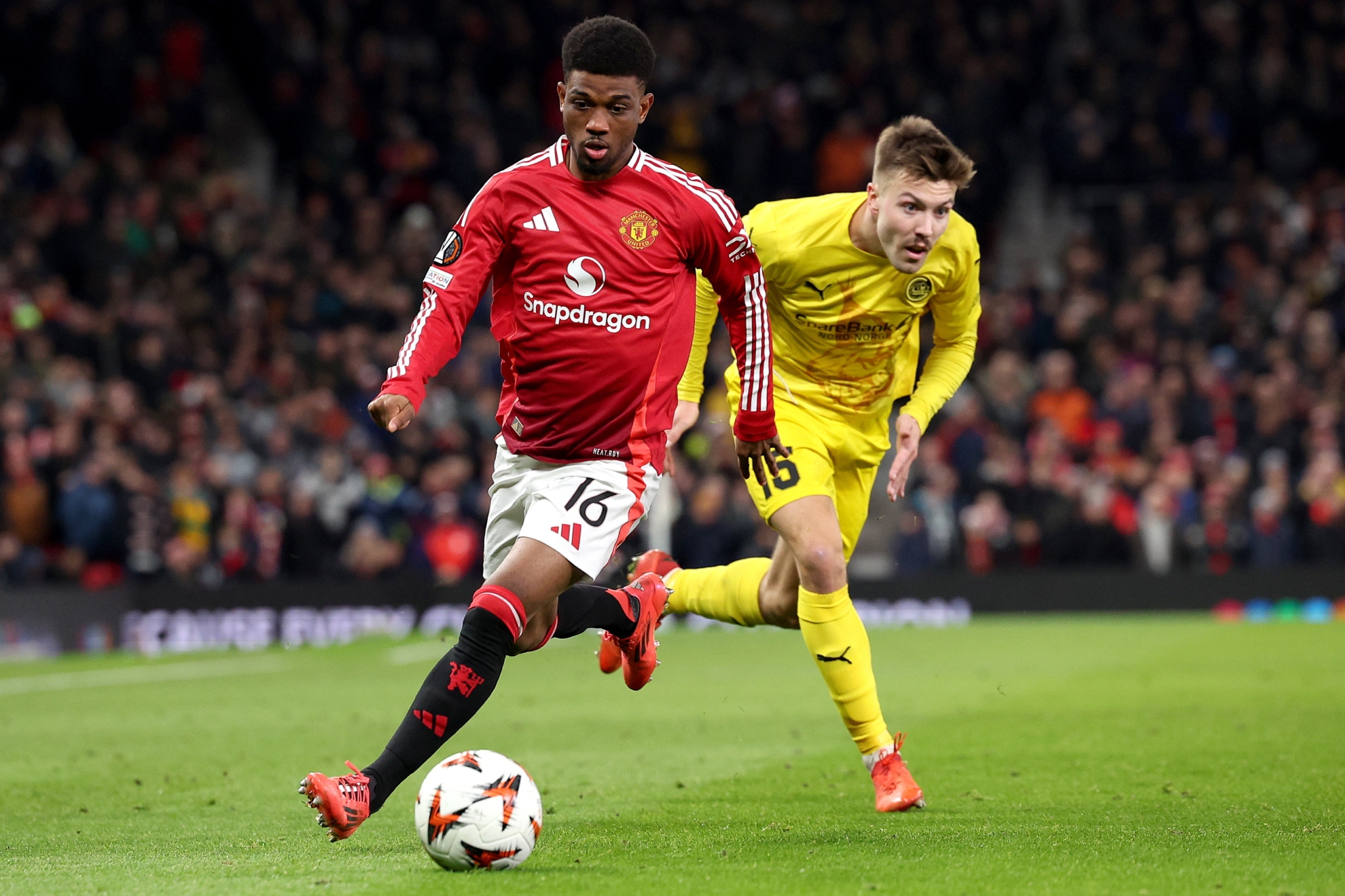 Amad Diallo, in a match against Bodo/Glimt in the Europa League.