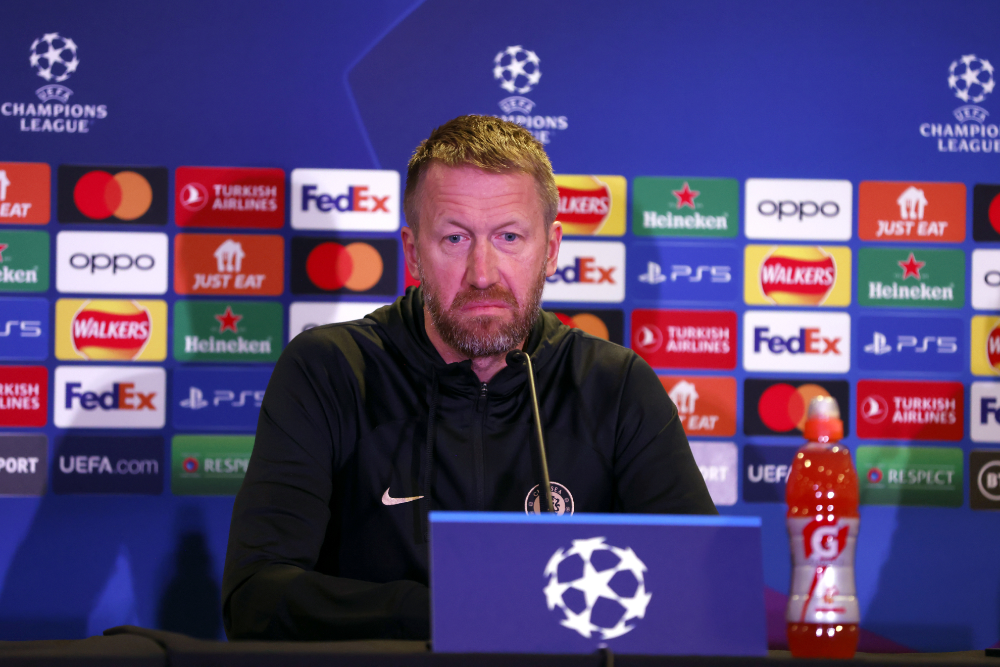 Potter during a Champions League press conference.