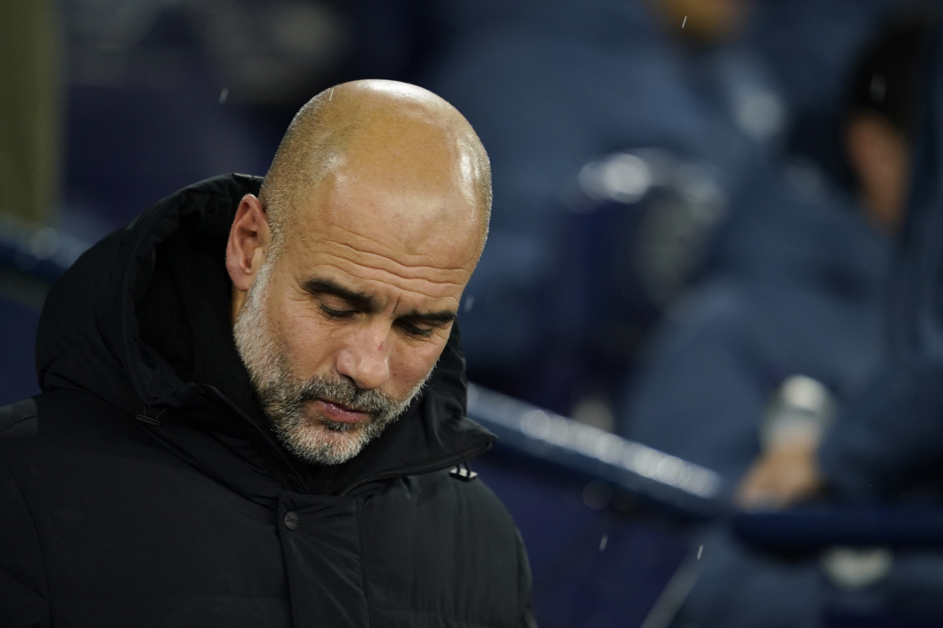 Pep Guardiola, crestfallen, in the match against Nottingham Forest