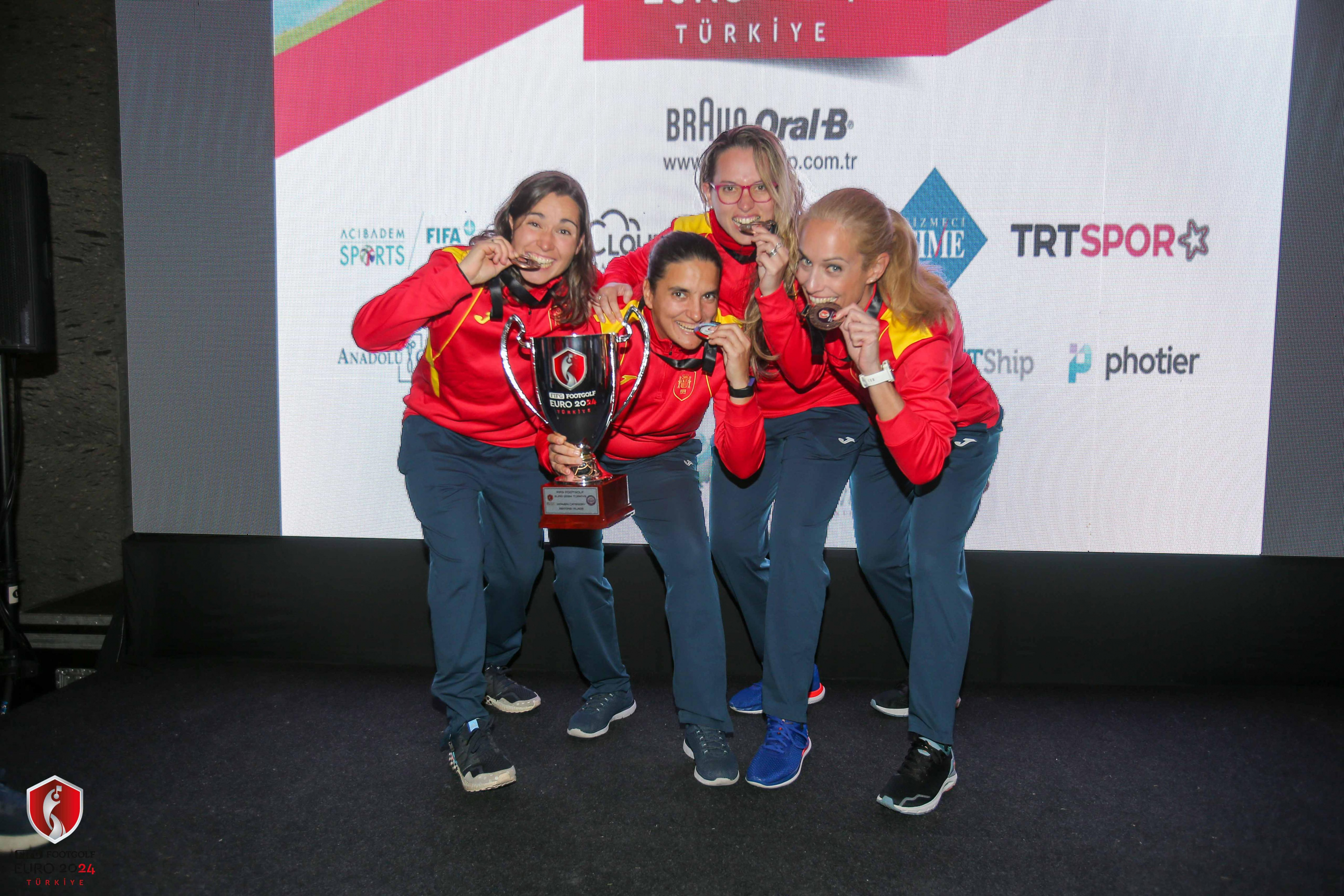 The women's footgolf team with their runners-up medals