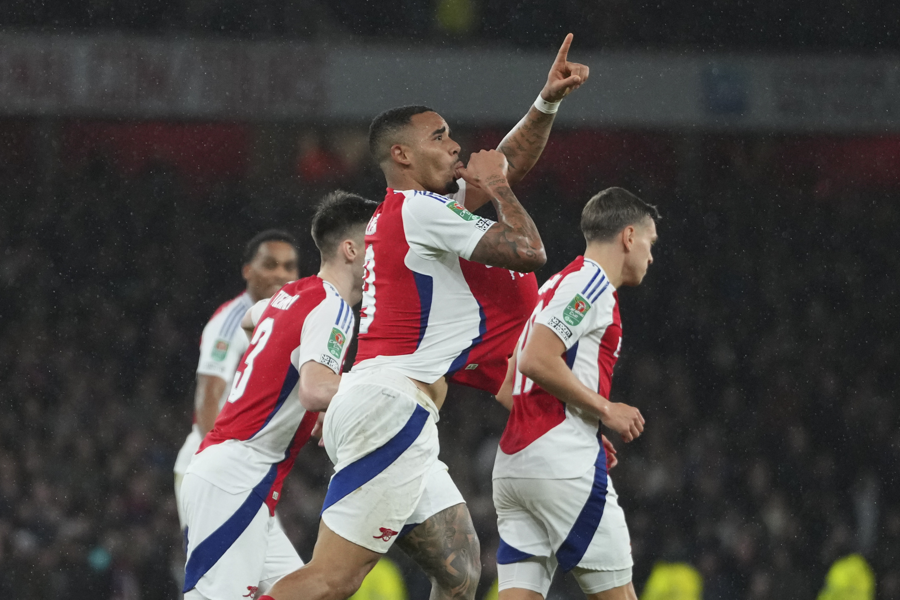 Gabriel Jesus celebrates one of his goals.