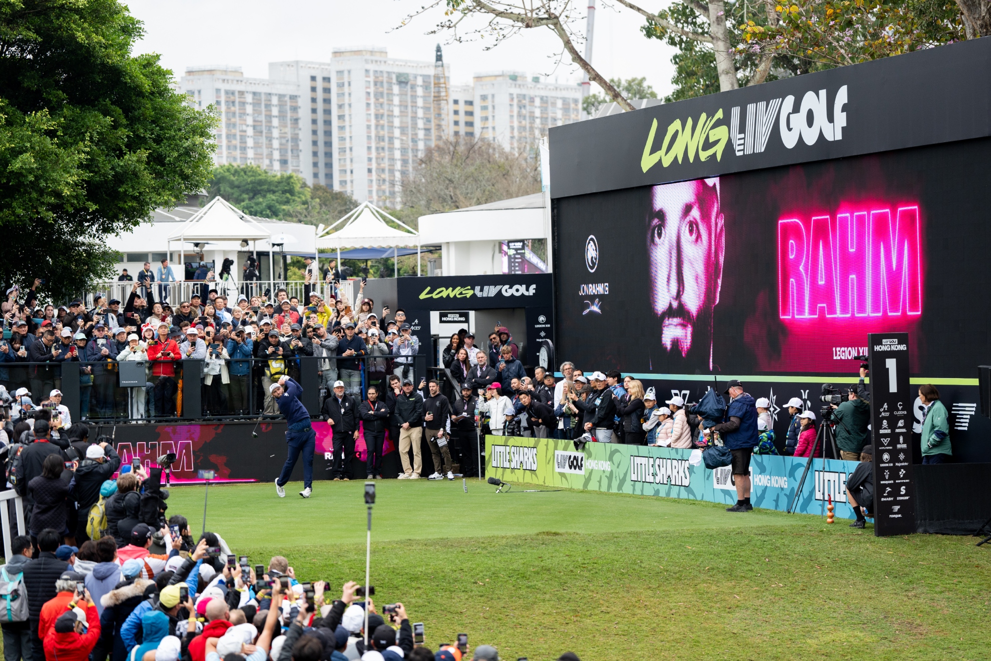 Jon Rahm, in a tee from Hong Kong Golf Club